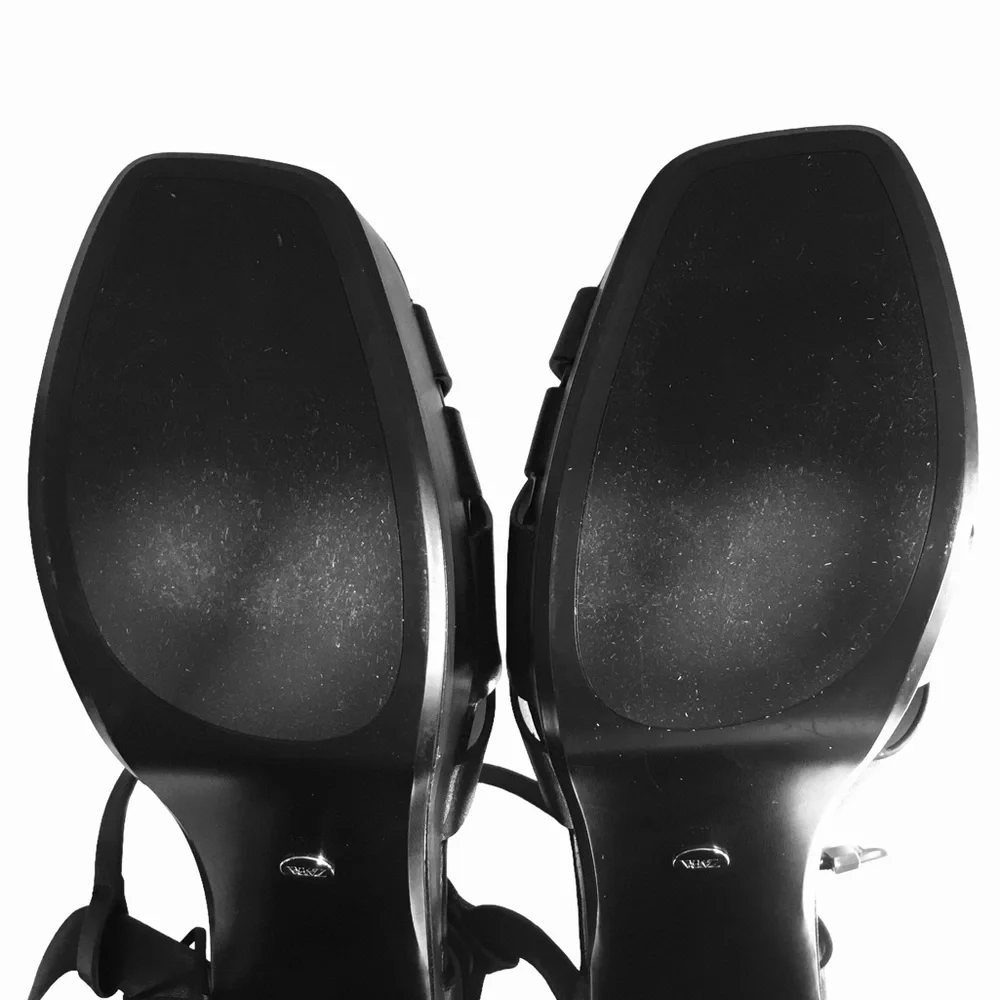 🆕 ZARA Black Y2K Platform Sandals Size 10 Leather  Ankle Strap Retro Sandals - Picture 14 of 16
